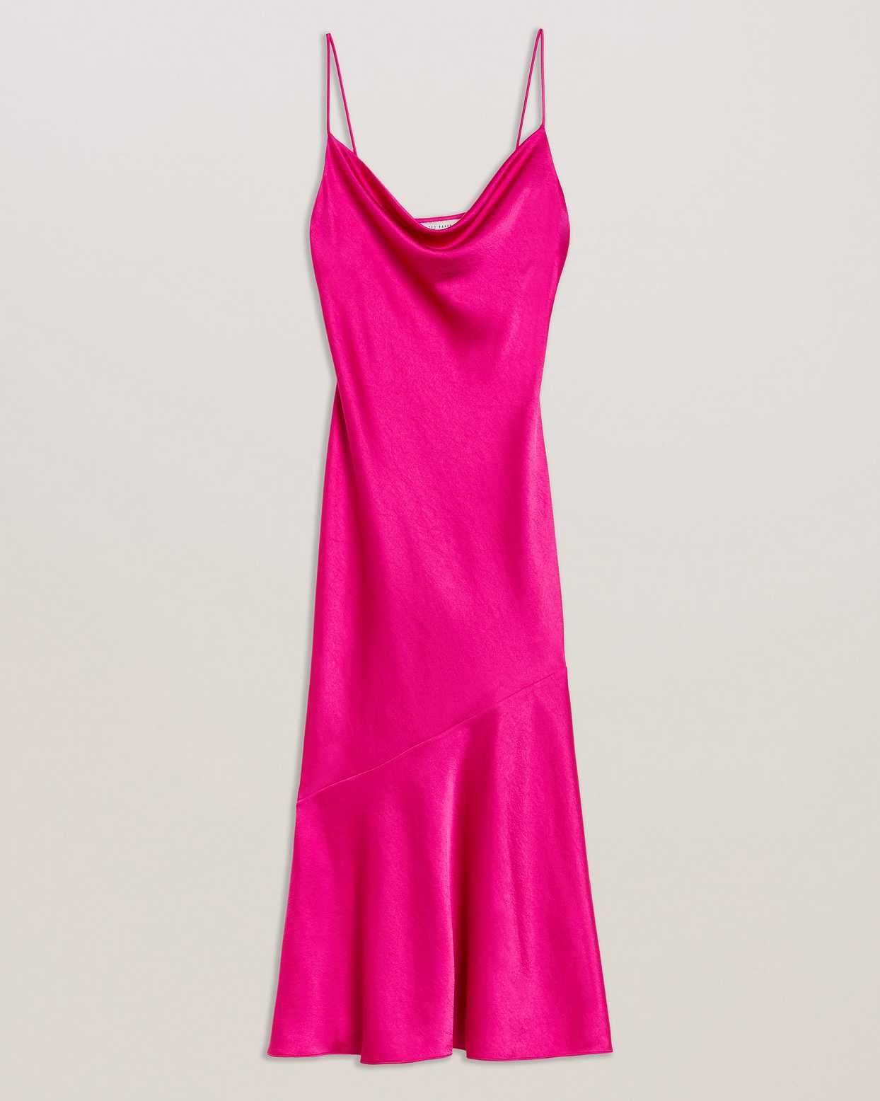 Pink Women Ted Baker Tunca Satin Cowl Neck Evening Dress | T-671920