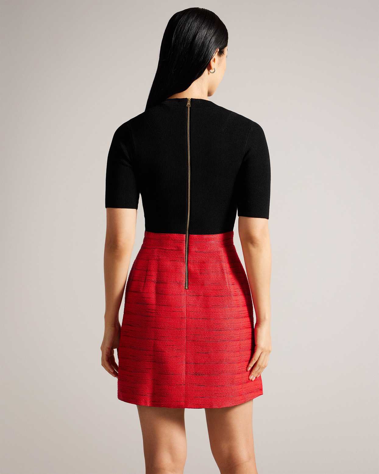 Red Women Ted Baker Bailea Mini Illusion Shift Dress | T-138479