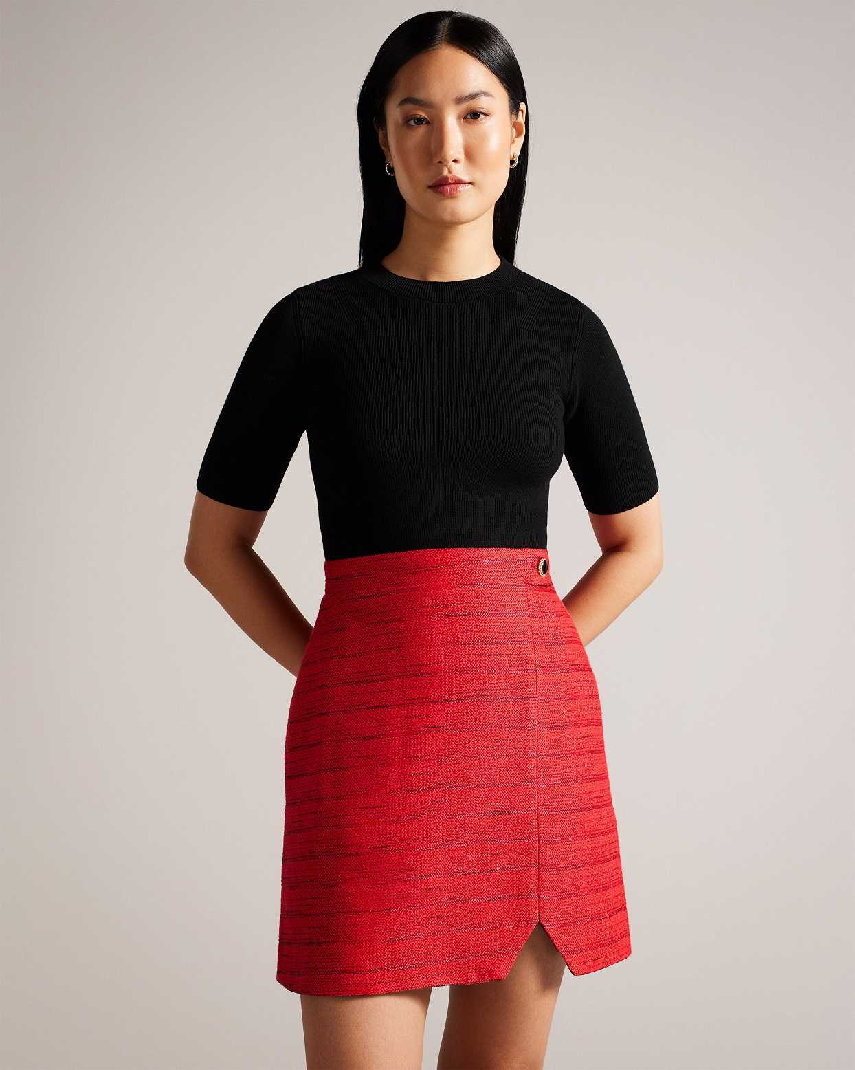 Red Women Ted Baker Bailea Mini Illusion Shift Dress | T-138479