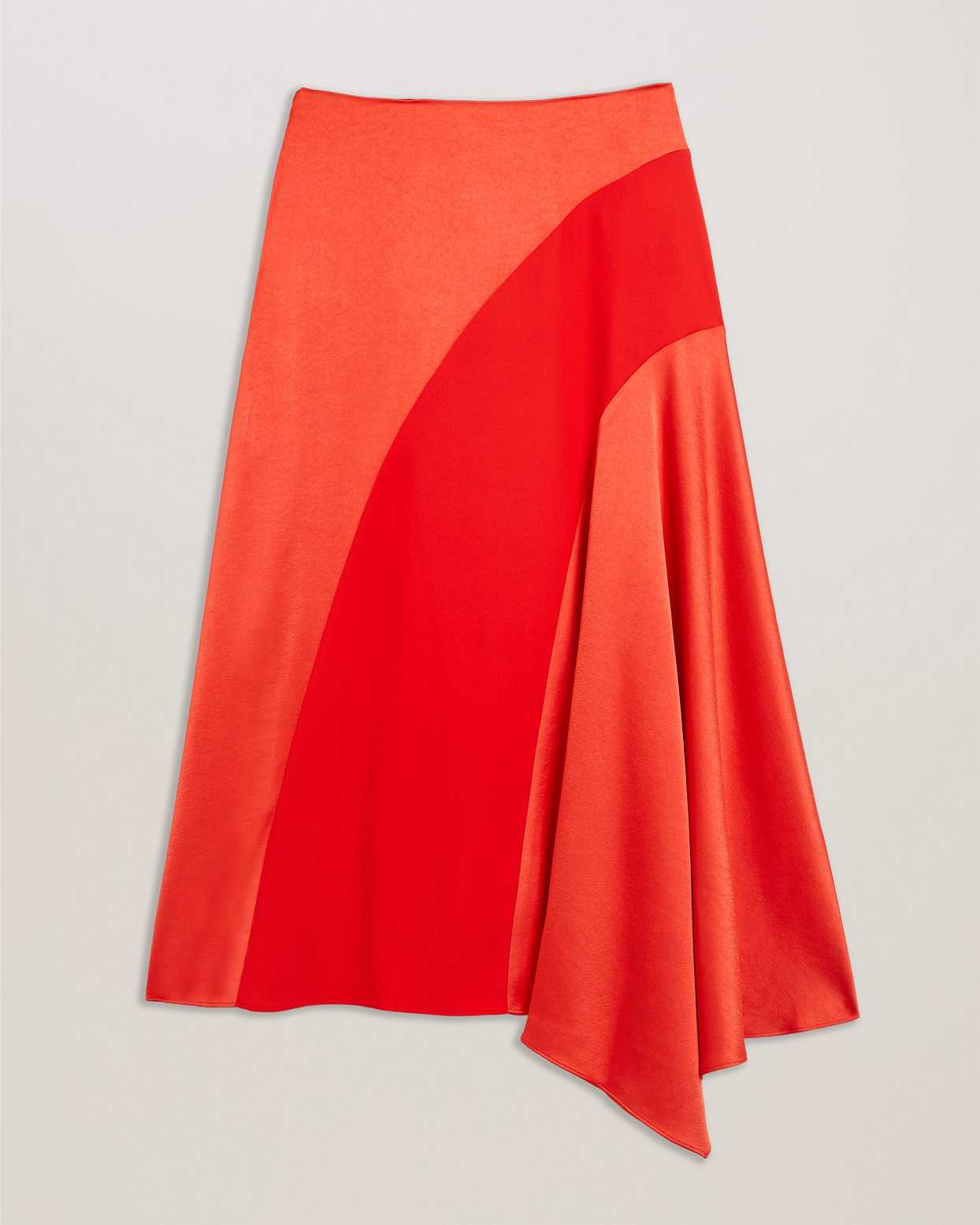 Red Women Ted Baker Bolsena Asymmetric Satin Midi Skirts | T-097815