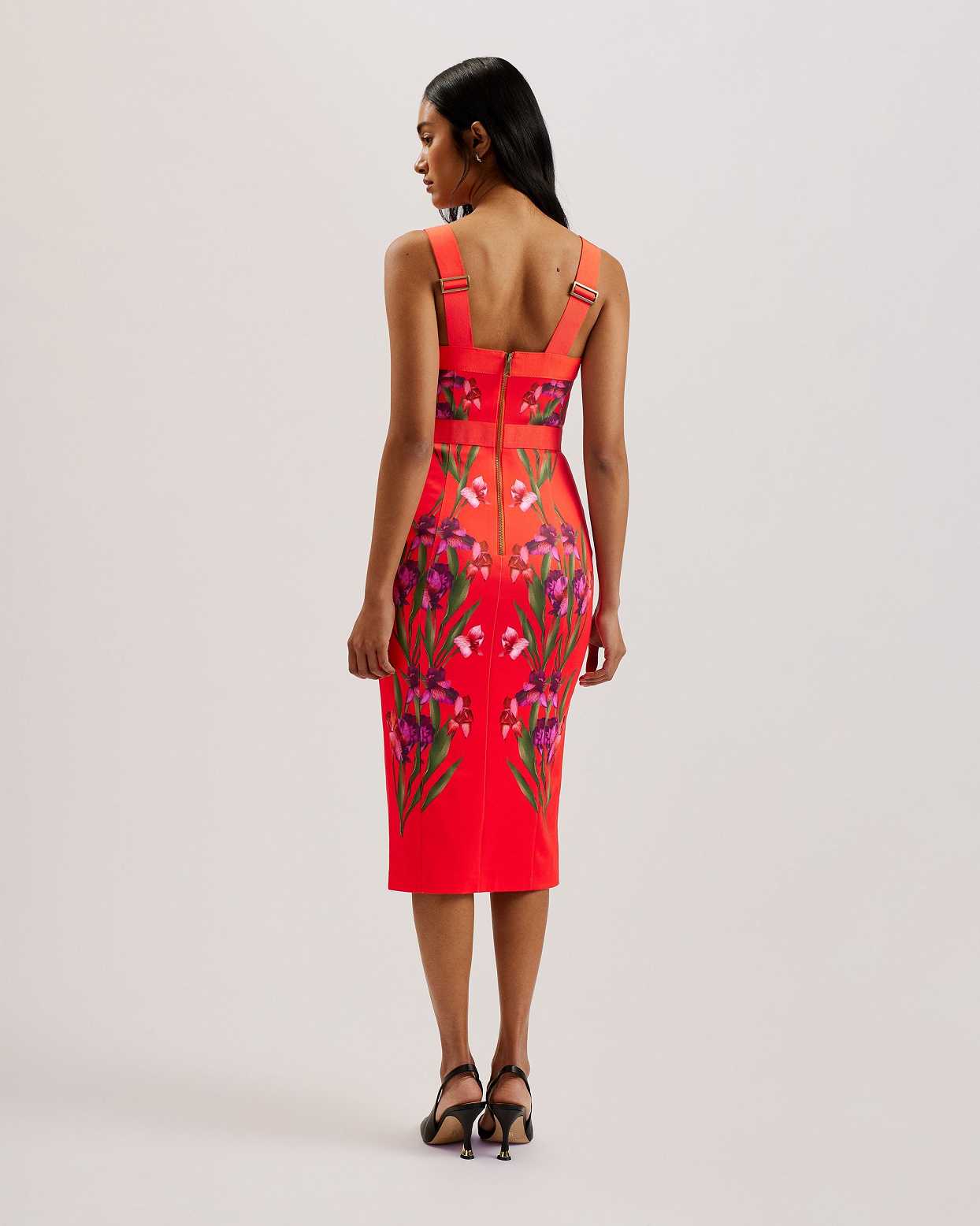 Red Women Ted Baker Maceio Printed Bodycon Dress | T-482970