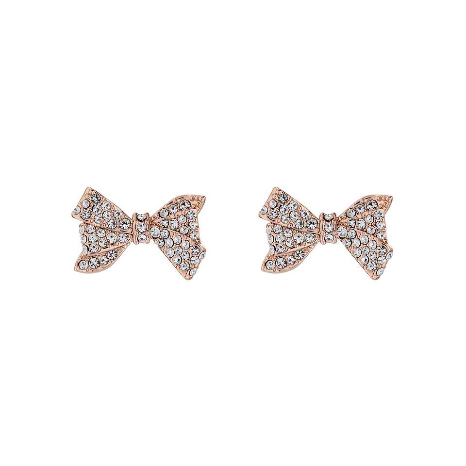 Rose Gold Women Ted Baker Barseta Crystal Bow Stud Earrings | T-608972