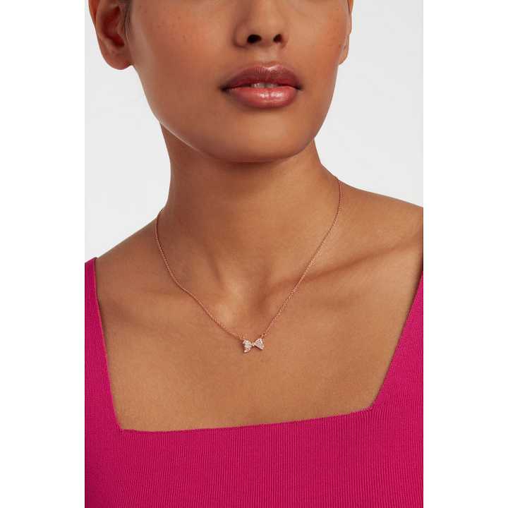 Rose Gold Women Ted Baker Barsie Crystal Bow Necklace | T-635719