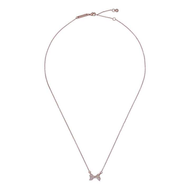 Rose Gold Women Ted Baker Barsie Crystal Bow Necklace | T-635719