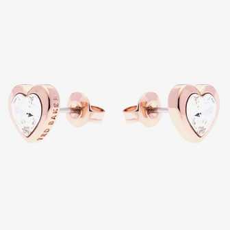 Rose Gold Women Ted Baker Han Crystal Heart Earrings | T-061725