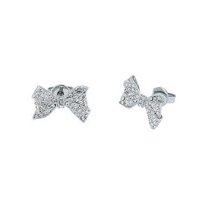 Silver Women Ted Baker Barseta Crystal Bow Stud Earrings | T-349785