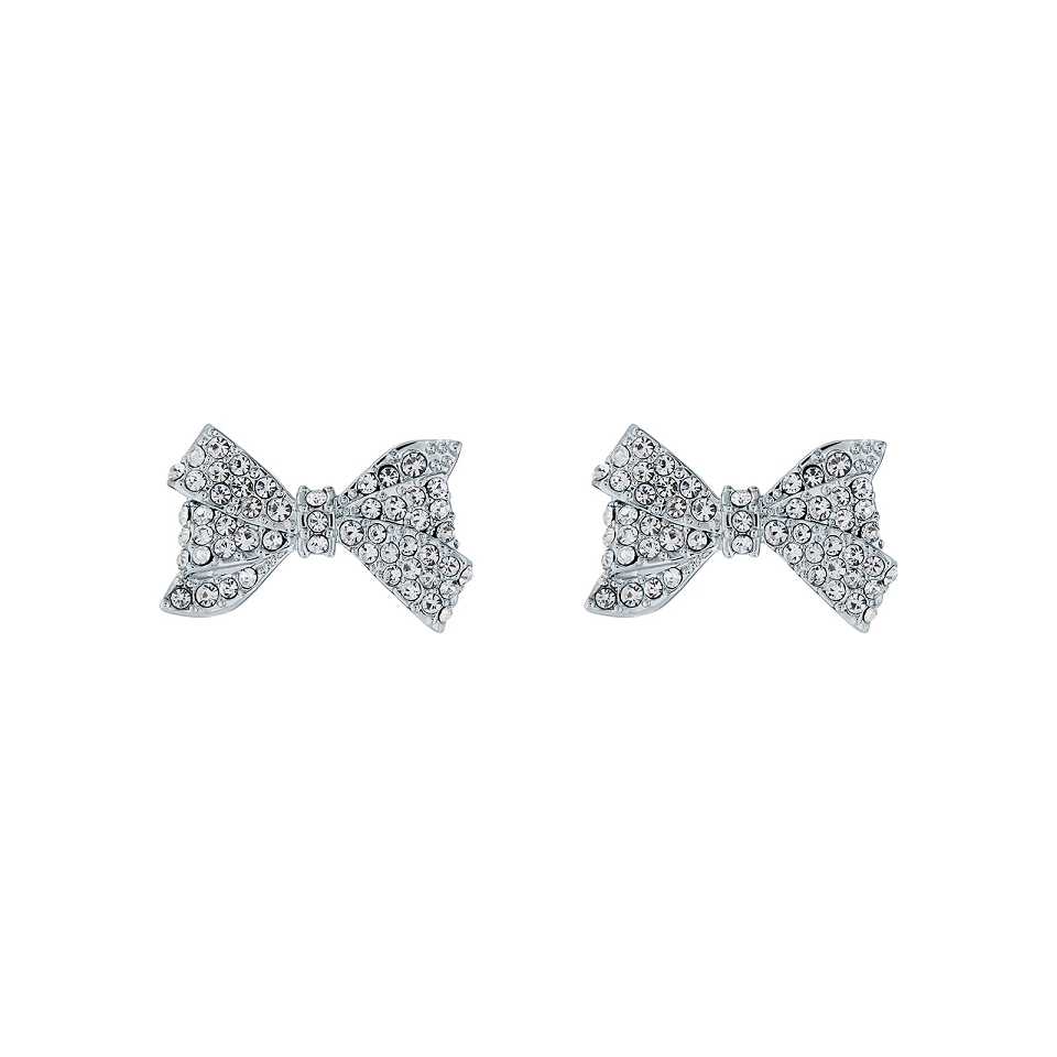 Silver Women Ted Baker Barseta Crystal Bow Stud Earrings | T-349785