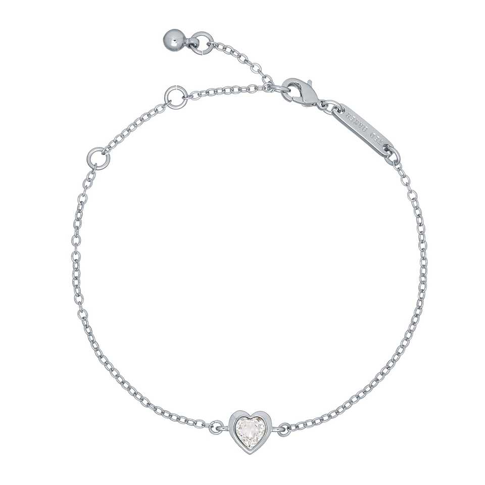 Silver Women Ted Baker Hansa Crystal Heart Bracelet | T-874925