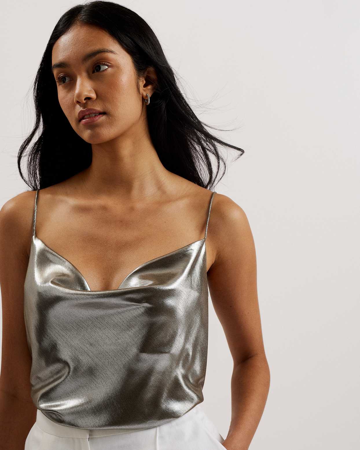 Silver Women Ted Baker Trouloi Cowl Neck Vest | T-492385