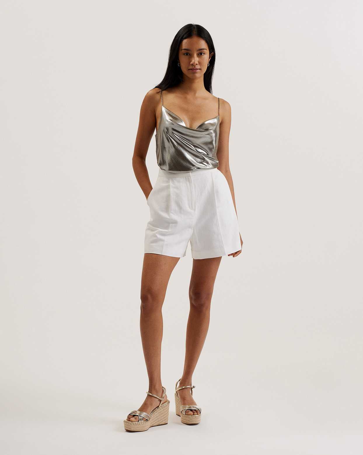 Silver Women Ted Baker Trouloi Cowl Neck Vest | T-492385