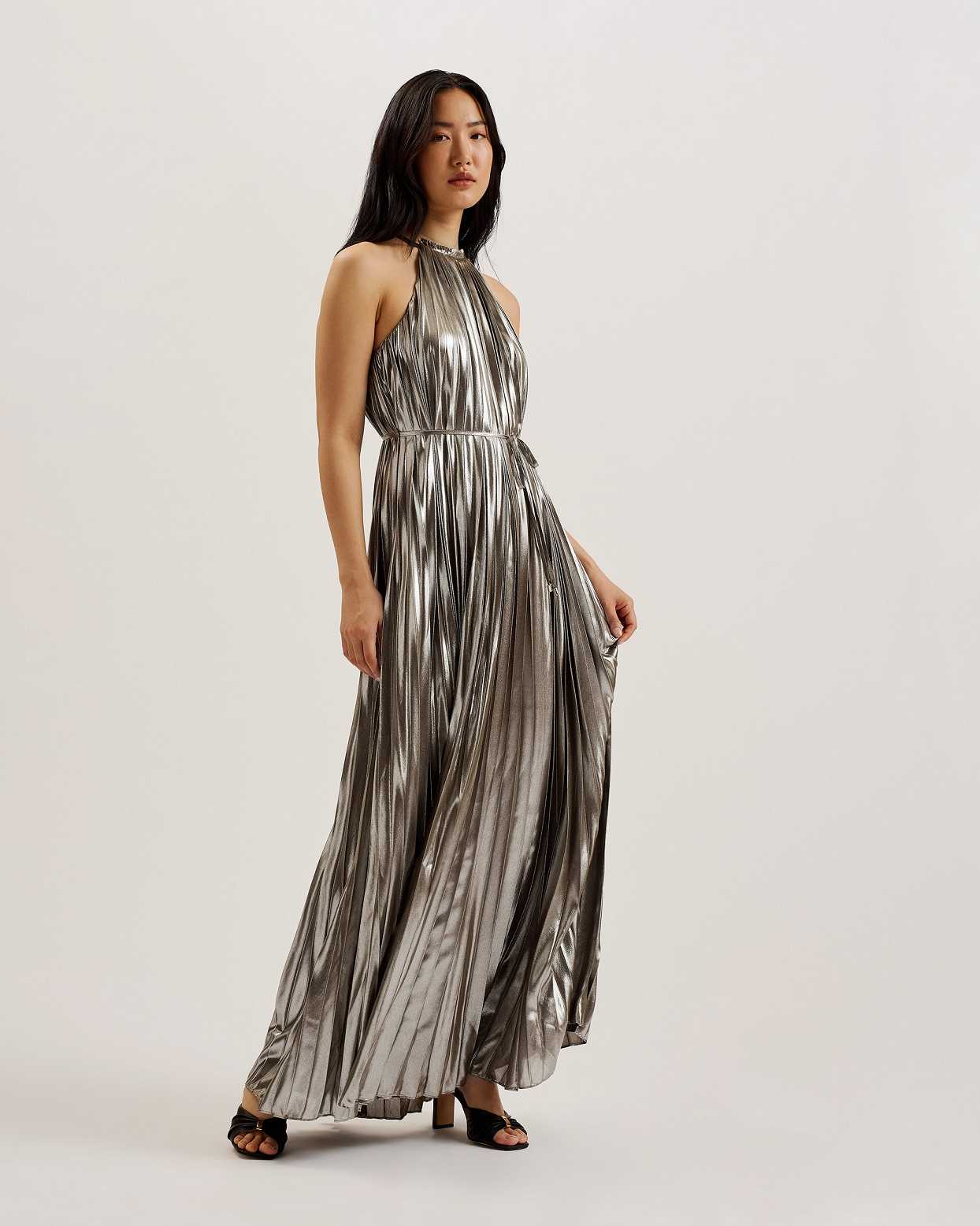 Silver Women Ted Baker Yalina Halter Neck Dress | T-735049