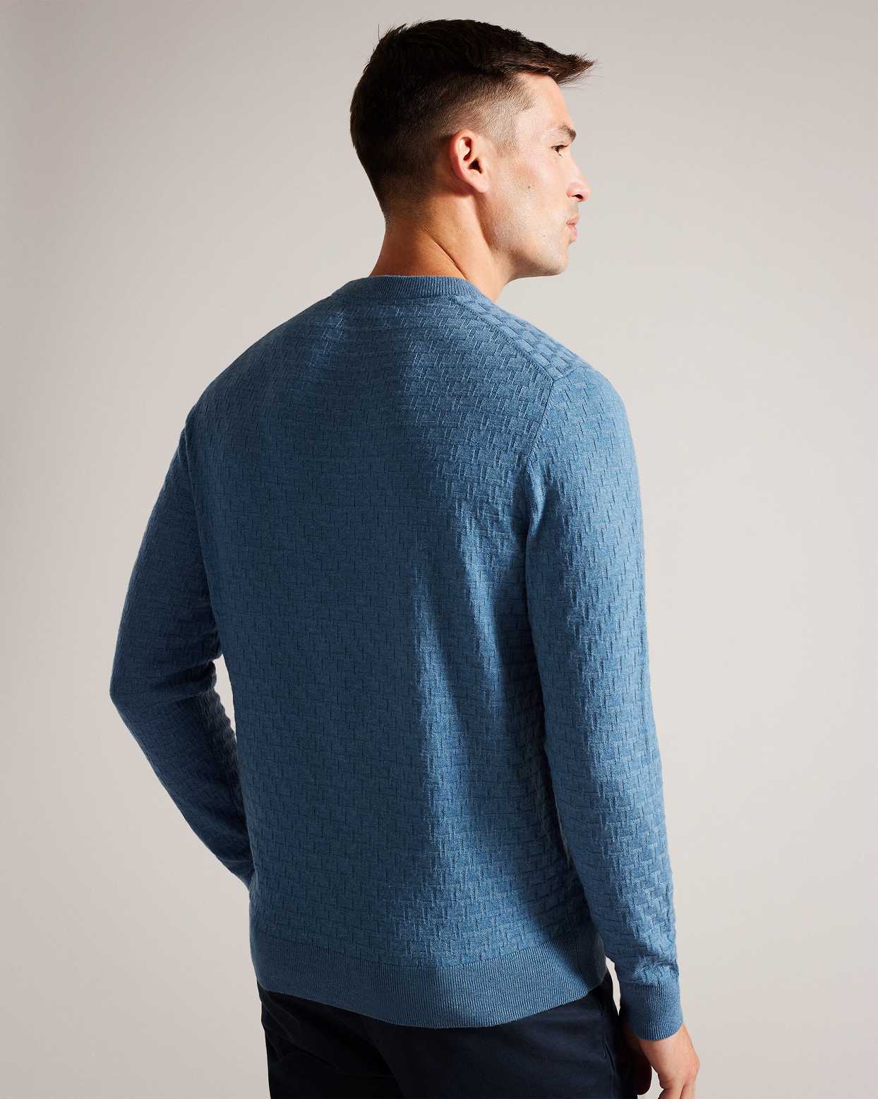 Turquoise Blue Men Ted Baker Loung Long Sleeve T Knit Jumper | T-405791