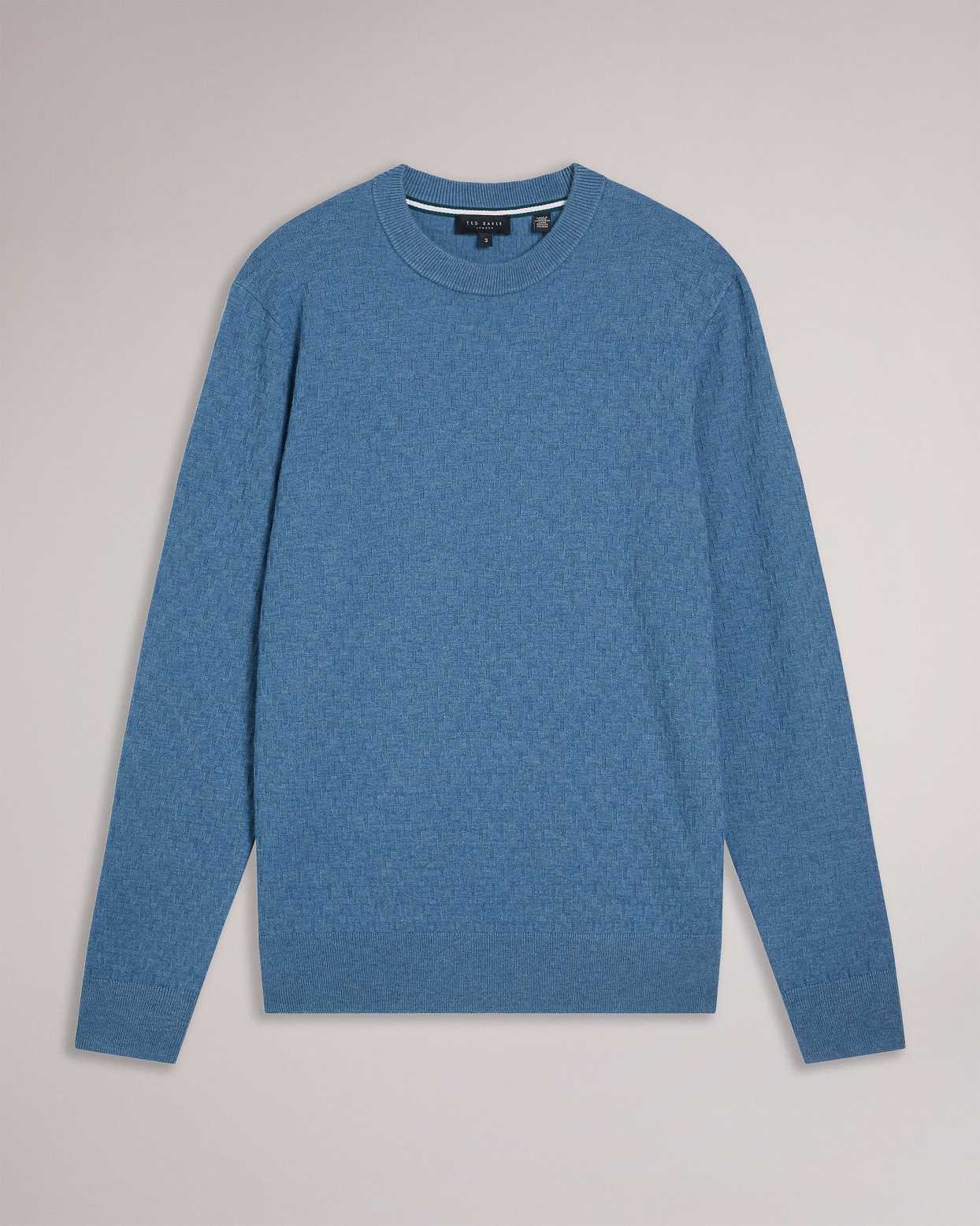 Turquoise Blue Men Ted Baker Loung Long Sleeve T Knit Jumper | T-405791