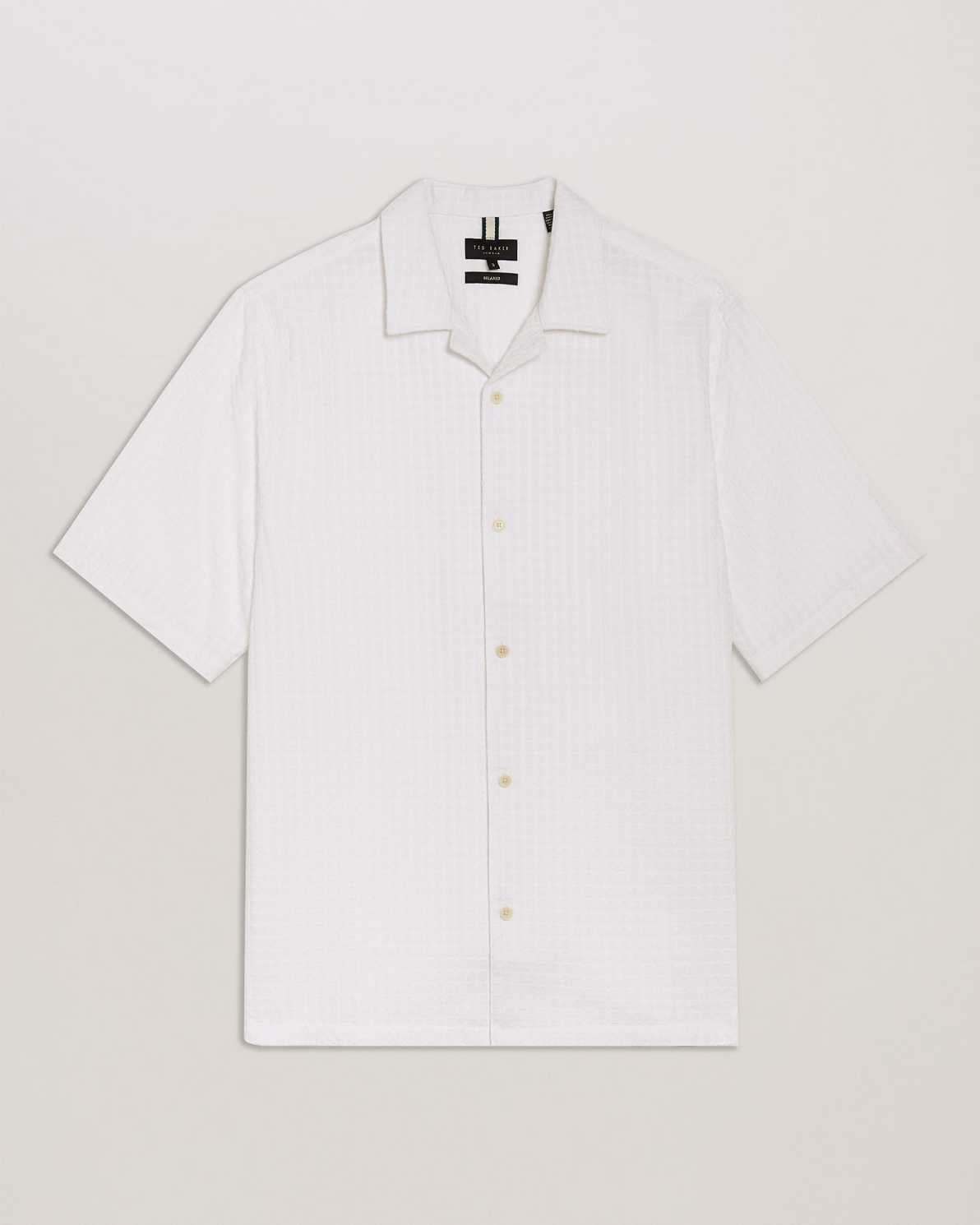 White Men Ted Baker Oise Relaxed Fit Textured Cotton Shirt | T-340981