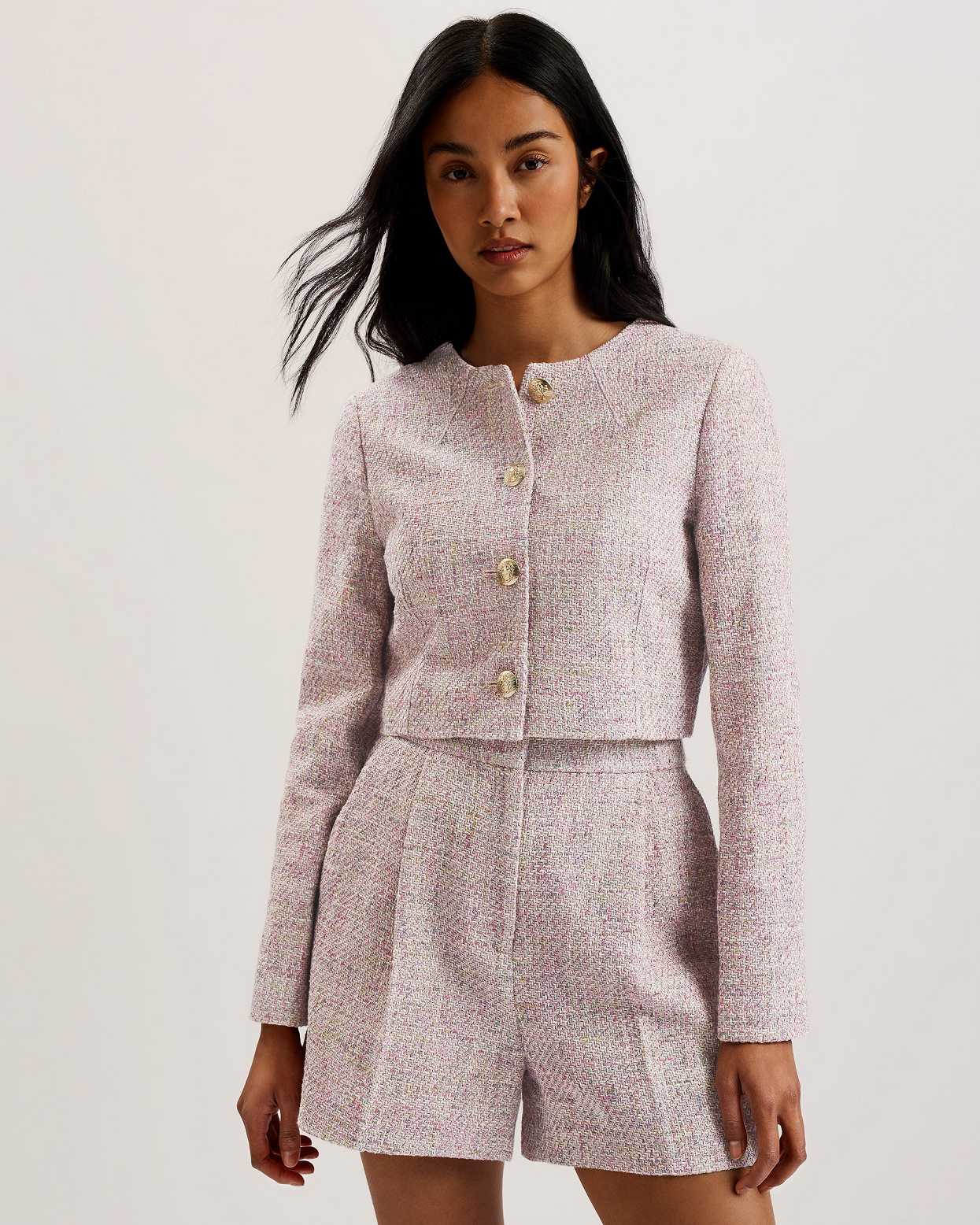 White Women Ted Baker Consta Tailored Fitted Boucle Jacket | T-213748