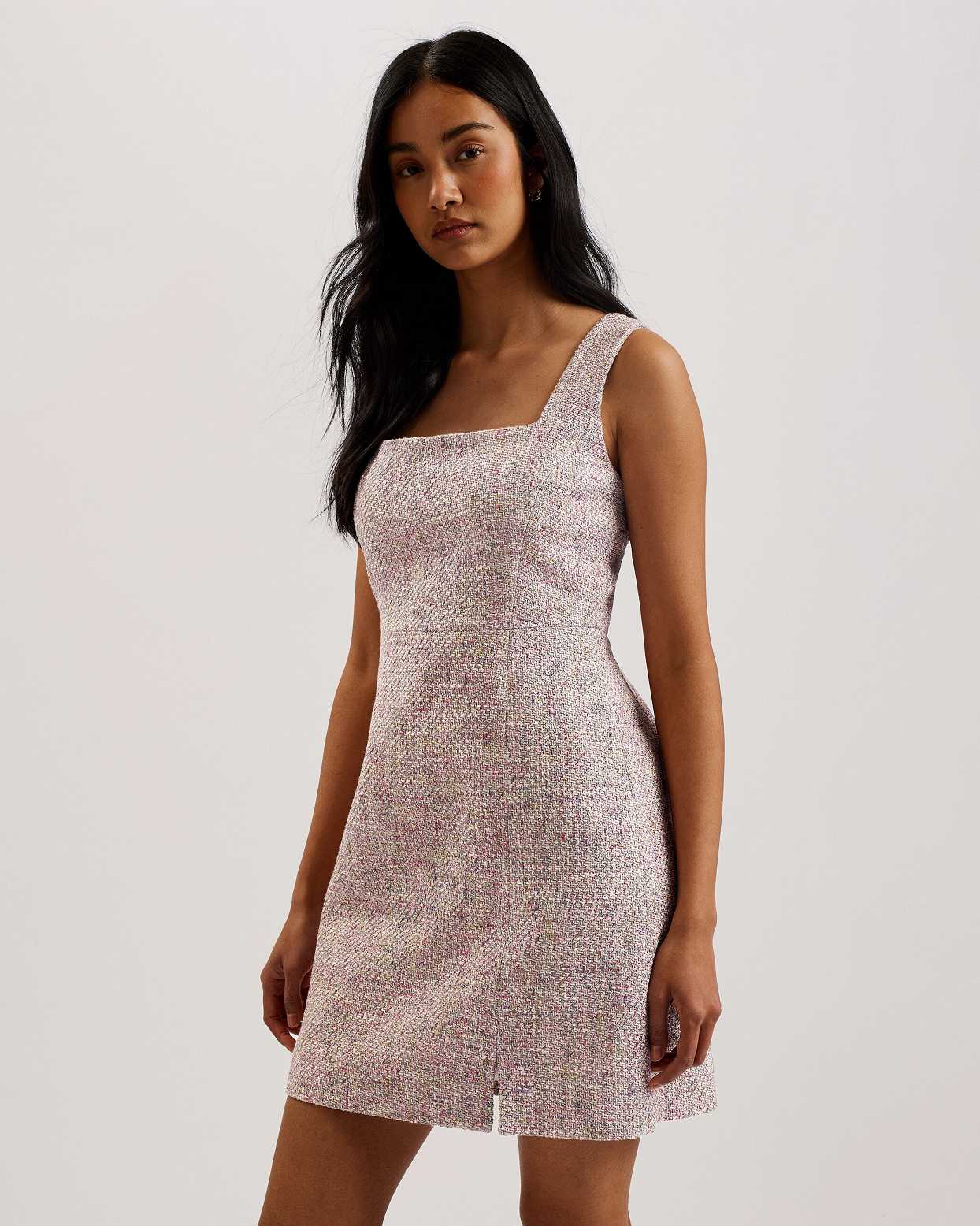 White Women Ted Baker Constre Tailored Boucle Dress | T-485201