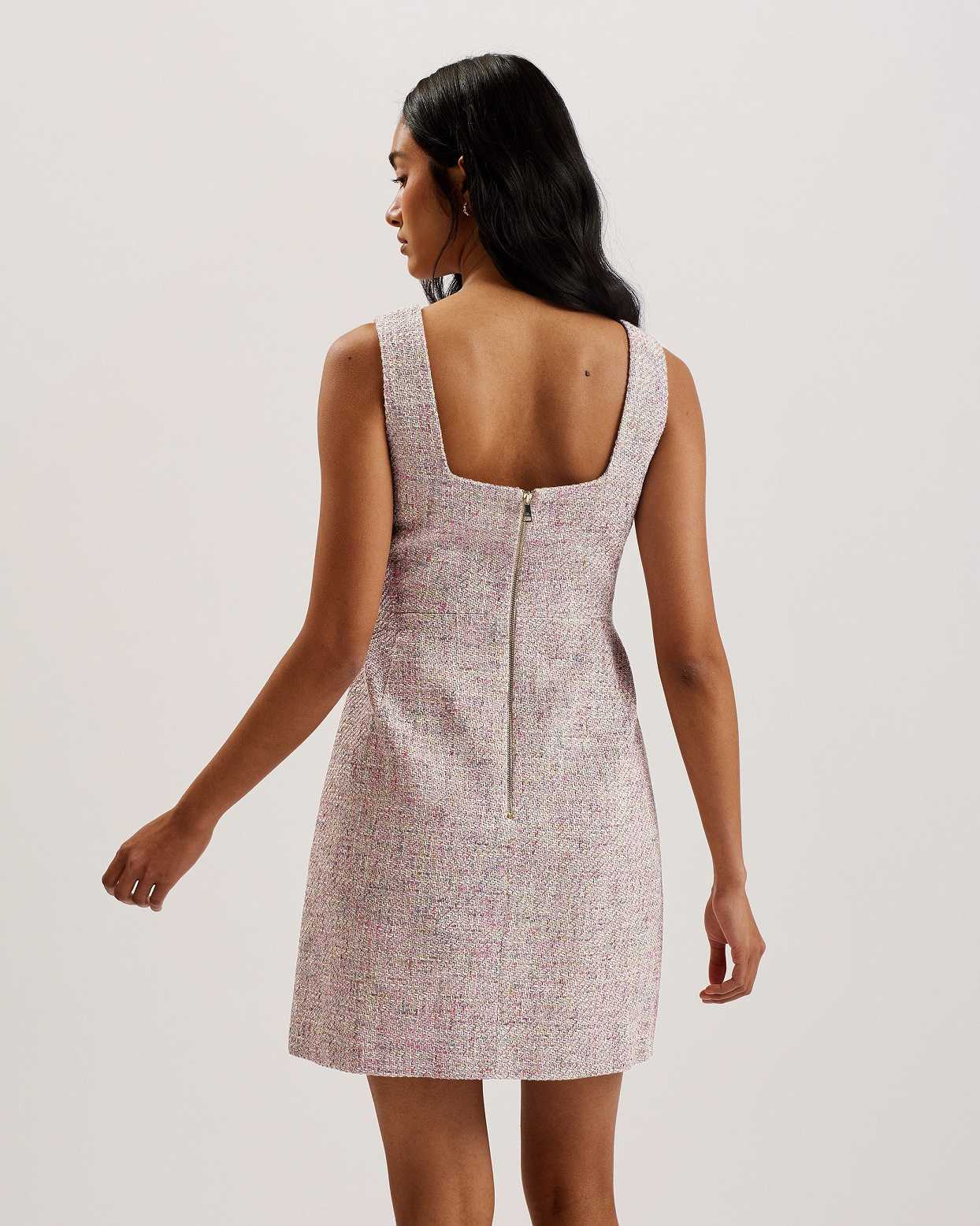 White Women Ted Baker Constre Tailored Boucle Dress | T-485201