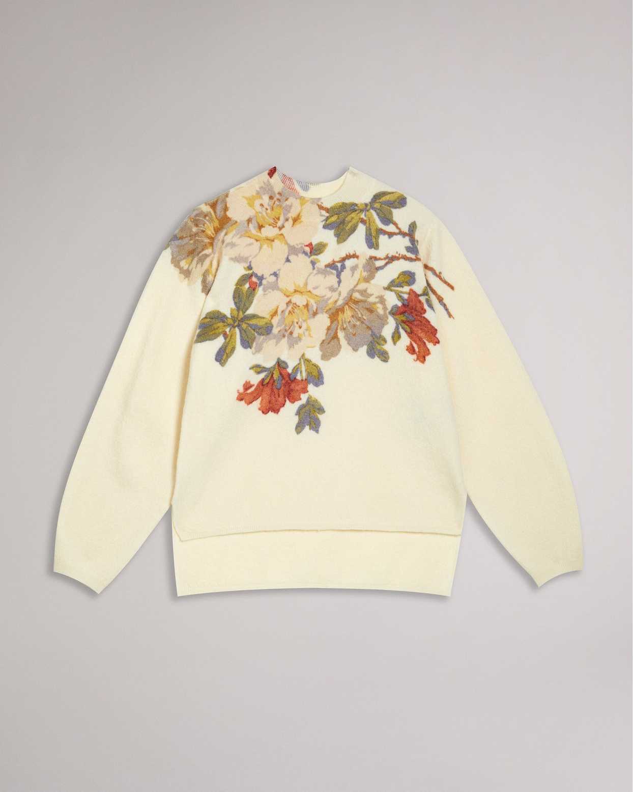 White Women Ted Baker Evhaa Floral Knitted Jumper | T-436729