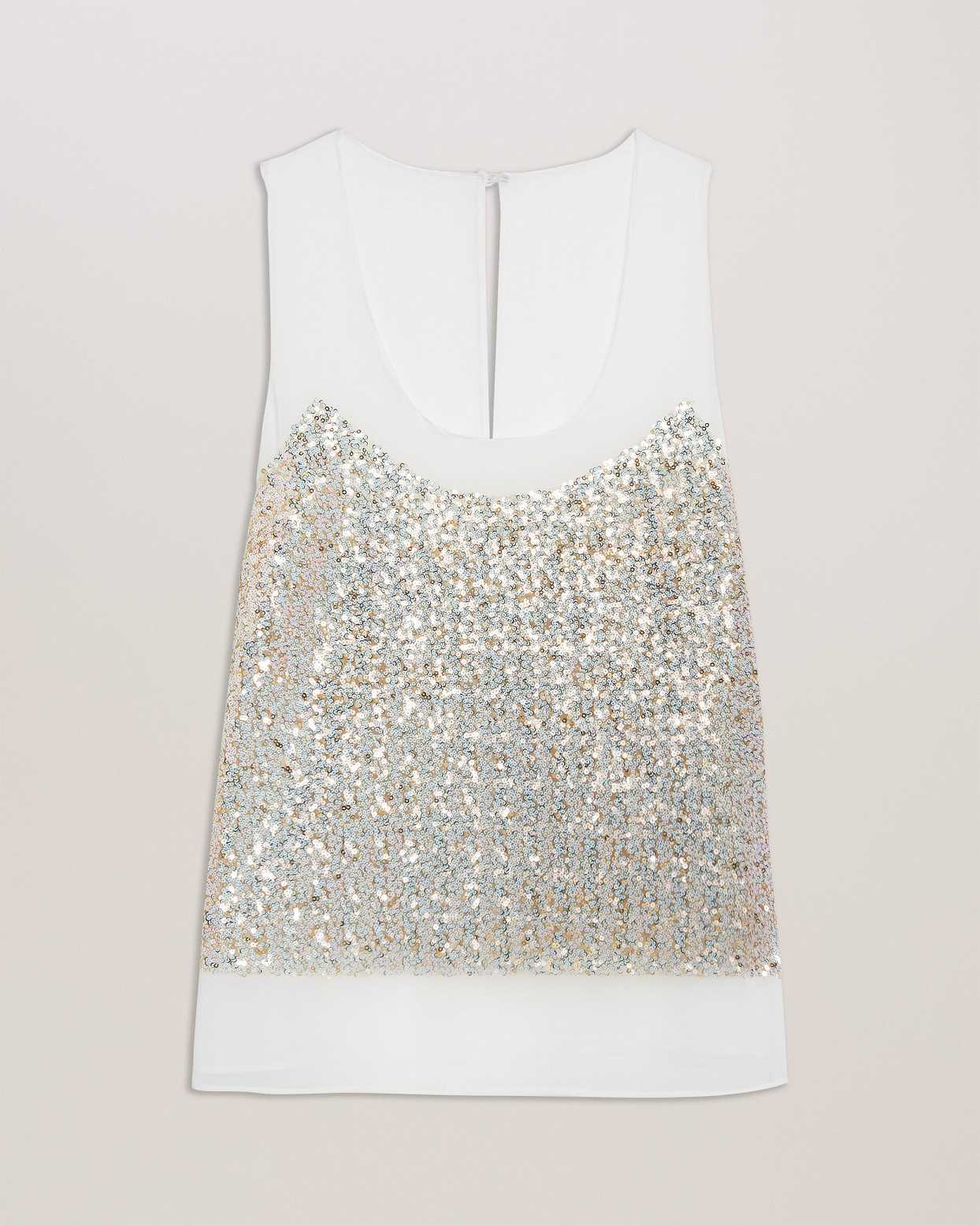 White Women Ted Baker Larnaca Scoop Neck Tank Top | T-379025