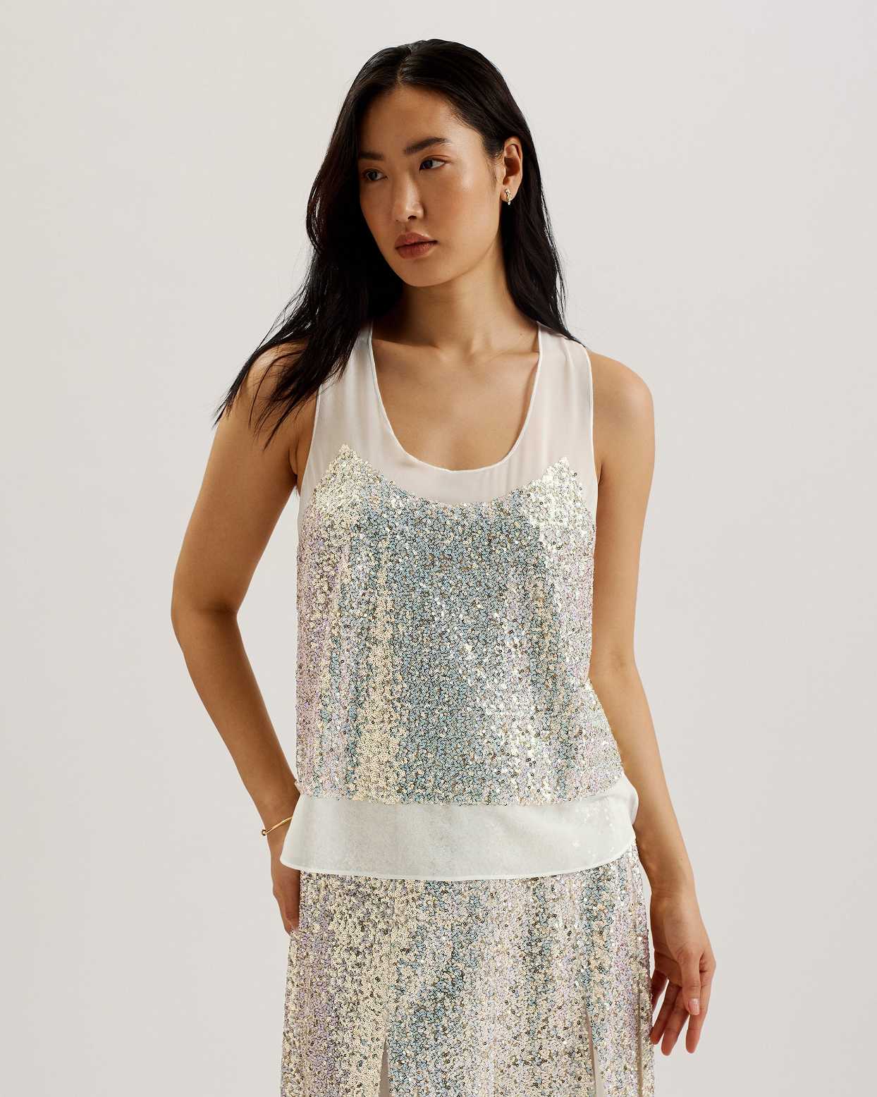 White Women Ted Baker Larnaca Scoop Neck Tank Top | T-379025