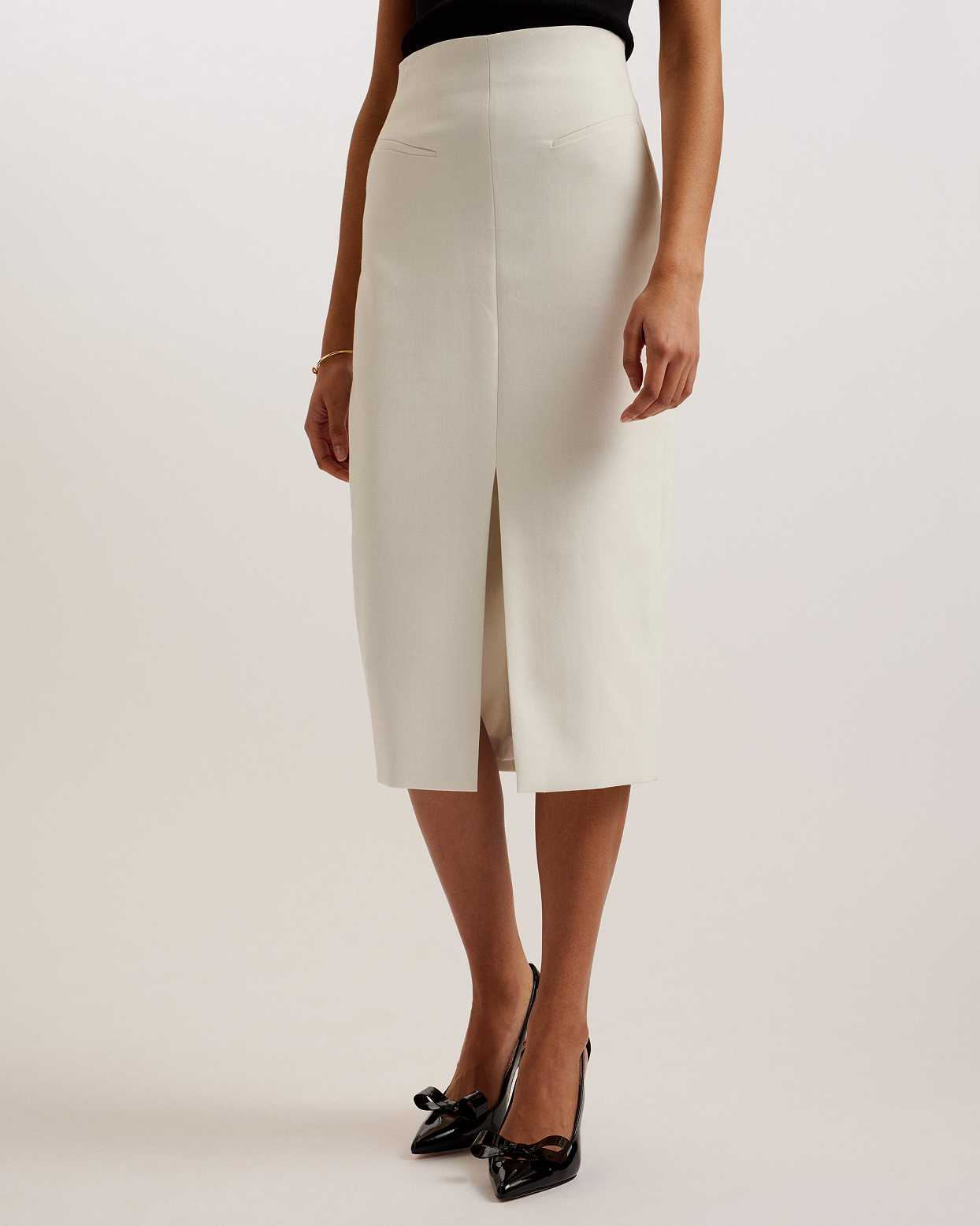 White Women Ted Baker Manabus Tailored Midi Pencil Skirts | T-354128