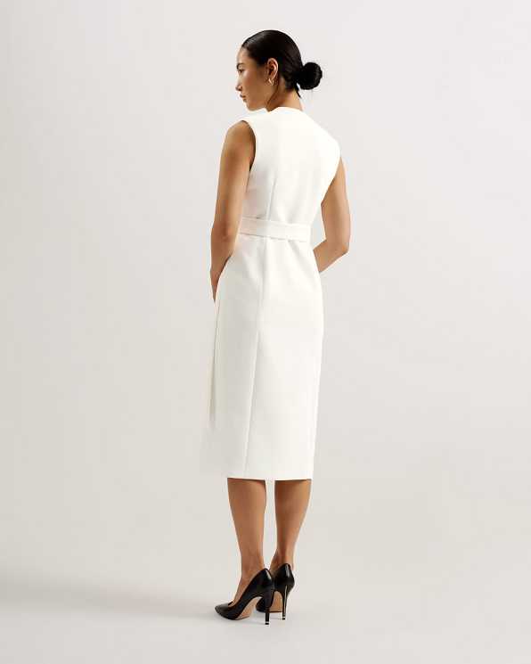 White Women Ted Baker Molenaa Sleeveless Tailored Dress | T-018364