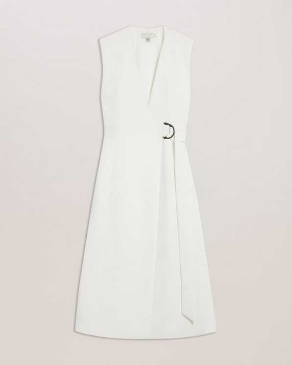 White Women Ted Baker Molenaa Sleeveless Tailored Dress | T-018364