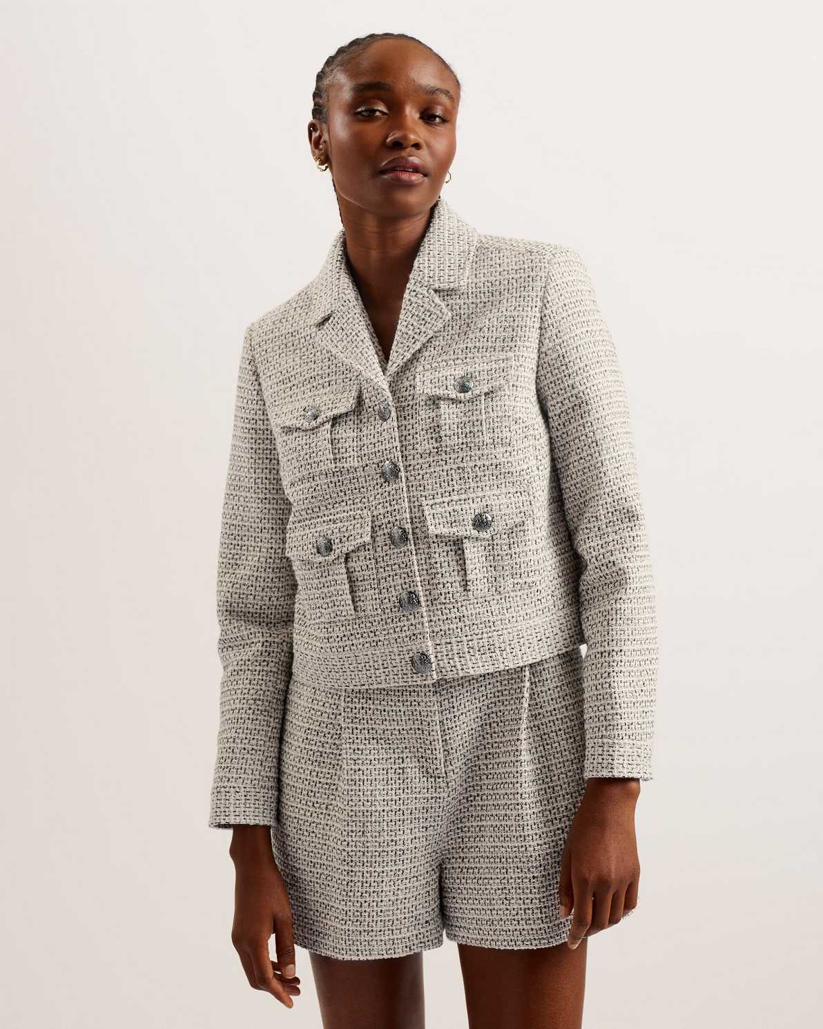 White Women Ted Baker Osamu Boxy Fit Cropped Jacket | T-862145