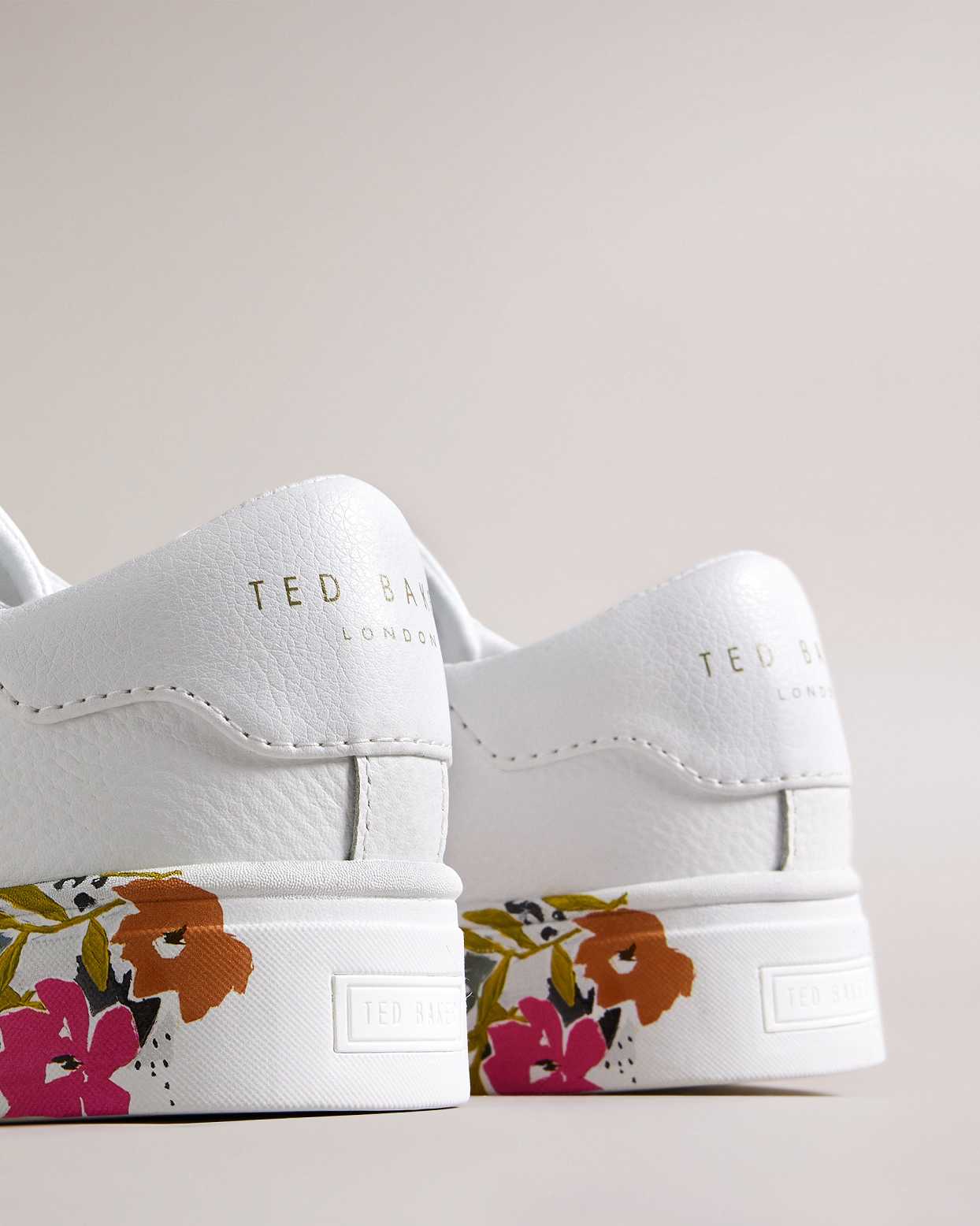 White Women Ted Baker Sheliie Floral Sole Leather Cupsole Sneakers | T-803419