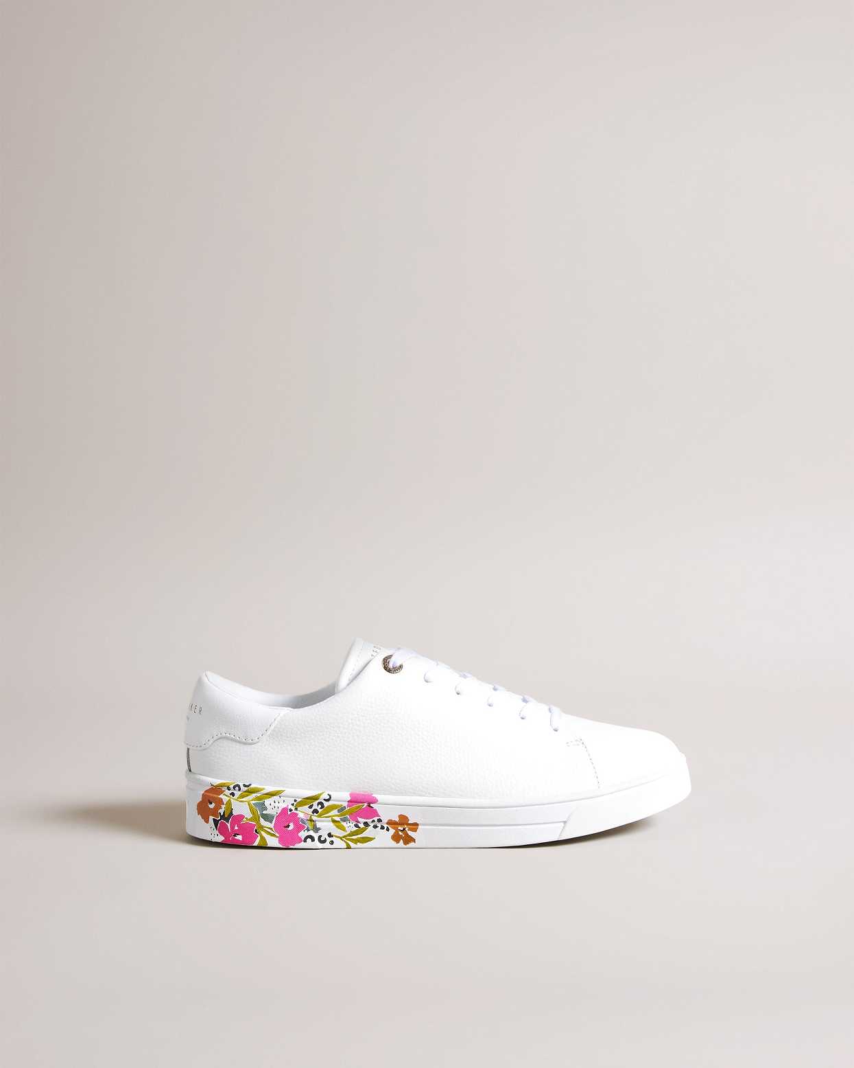 White Women Ted Baker Sheliie Floral Sole Leather Cupsole Sneakers | T-803419