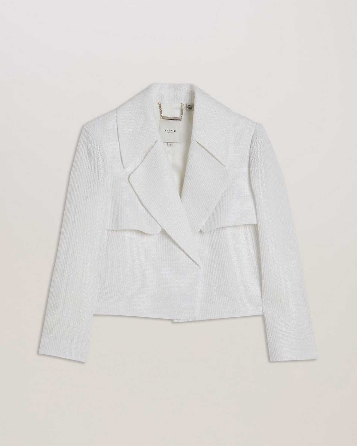 White Women Ted Baker Shiroi Cropped Woven Tailored Jacket | T-961527