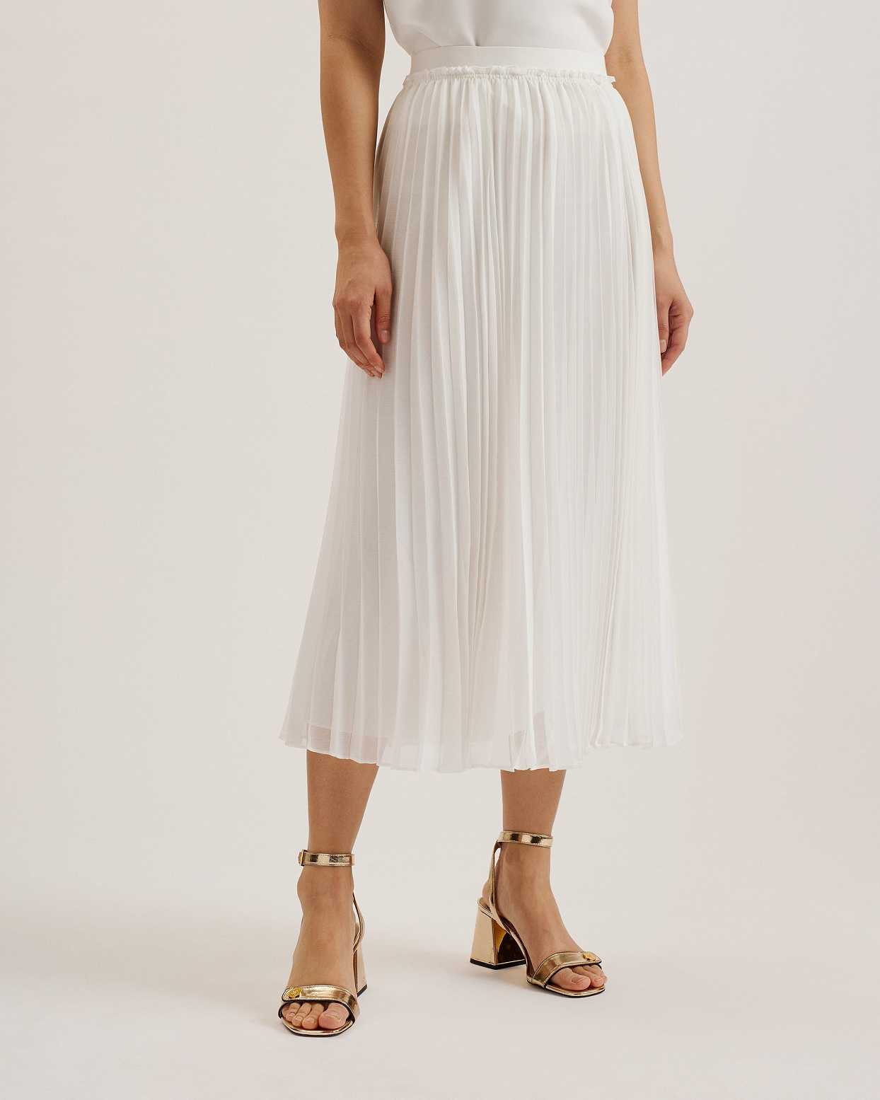 White Women Ted Baker Tambor Pleated Midi Skirts | T-490821