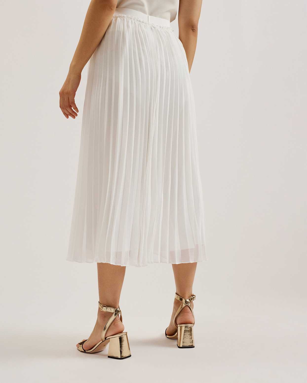 White Women Ted Baker Tambor Pleated Midi Skirts | T-490821