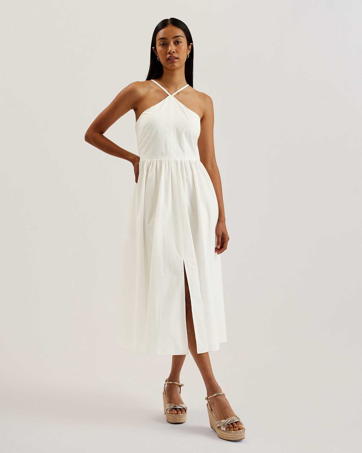 White Women Ted Baker Vari Halterneck A-Line Dress | T-132785